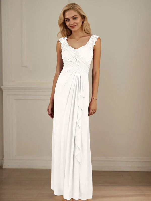 Champagne A-Line Dress with Sweetheart Neckline and Pleated Mesh Design