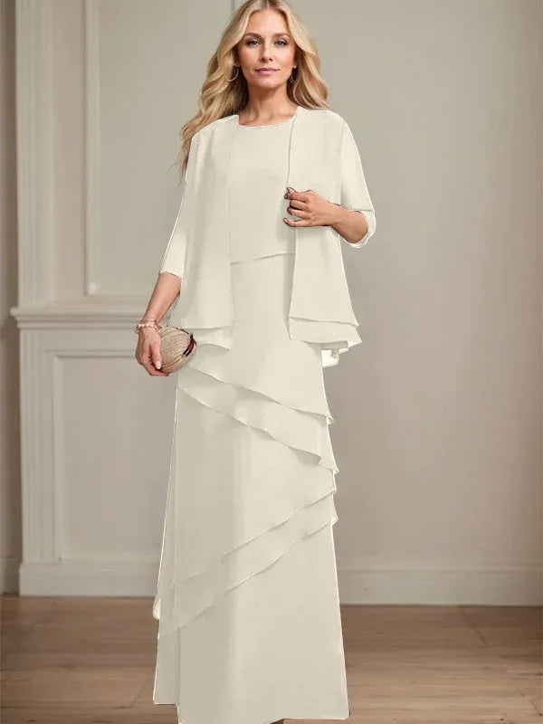 Floor-Length Chiffon Mother of the Bride Dress with Sheath Scoop Design