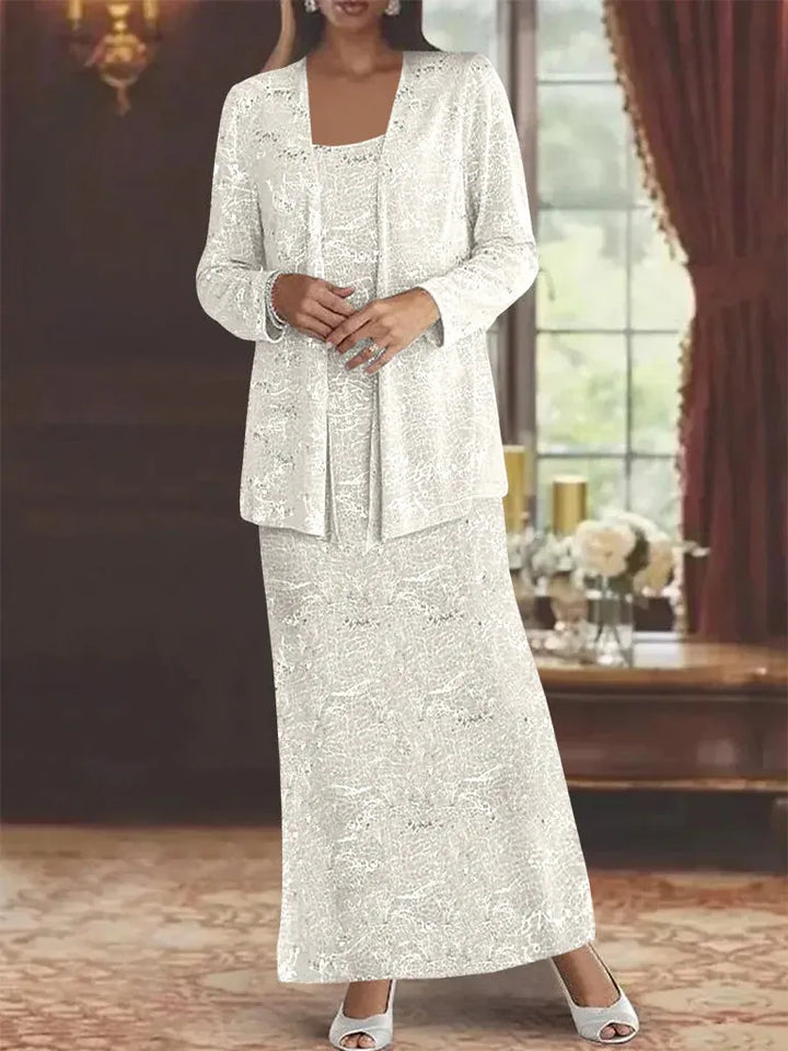 Chiffon Mother of the Bride Dress with Sequins and Matching Jacket
