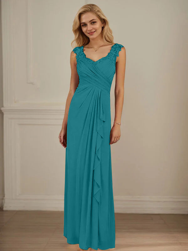 Champagne A-Line Dress with Sweetheart Neckline and Pleated Mesh Design