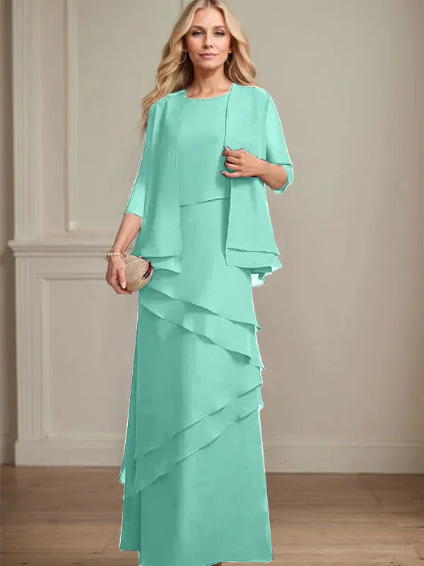 Floor-Length Chiffon Mother of the Bride Dress with Sheath Scoop Design