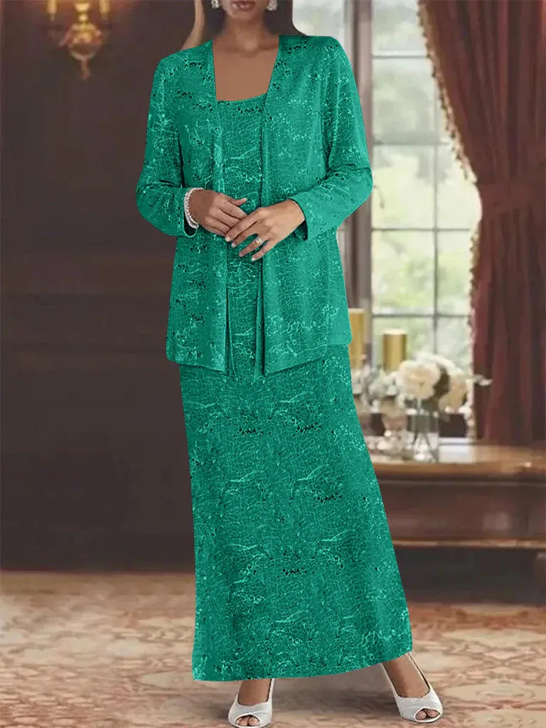 Chiffon Mother of the Bride Dress with Sequins and Matching Jacket