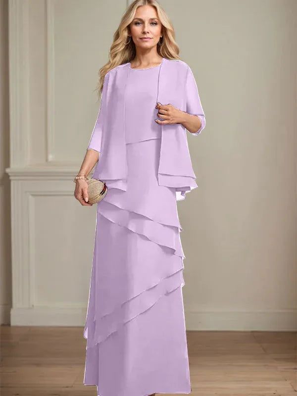 Floor-Length Chiffon Mother of the Bride Dress with Sheath Scoop Design