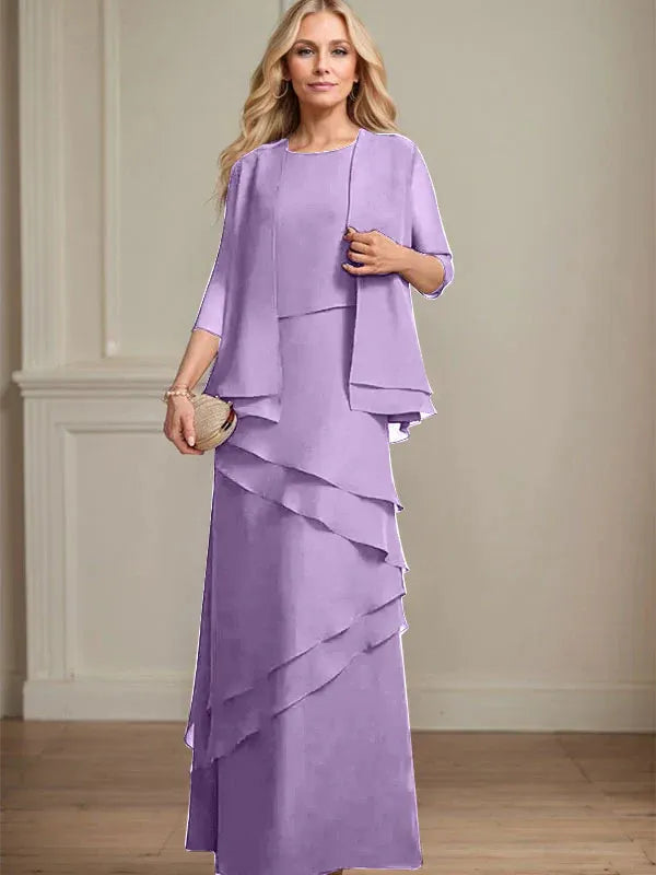 Floor-Length Chiffon Mother of the Bride Dress with Sheath Scoop Design