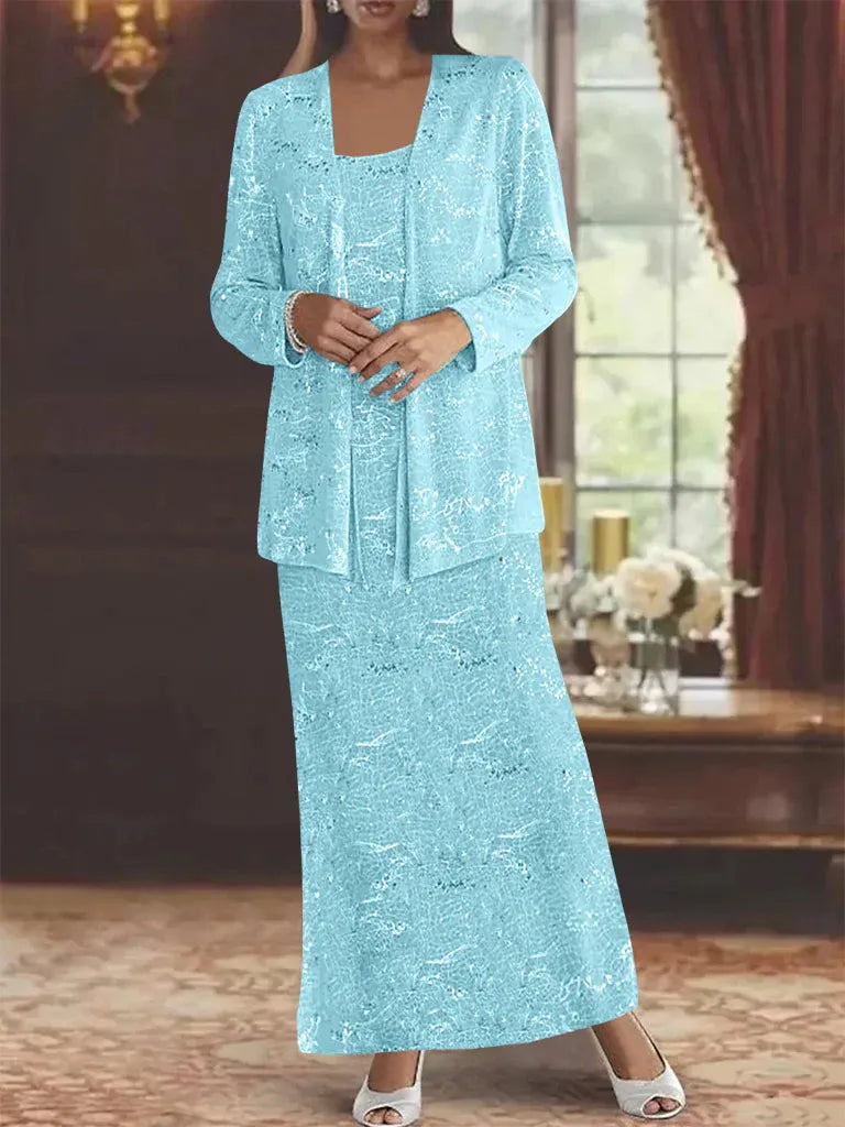 Chiffon Mother of the Bride Dress with Sequins and Matching Jacket