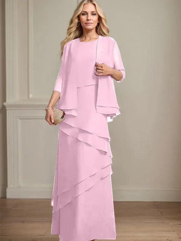 Floor-Length Chiffon Mother of the Bride Dress with Sheath Scoop Design