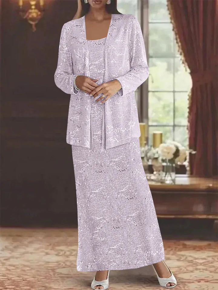 Chiffon Mother of the Bride Dress with Sequins and Matching Jacket