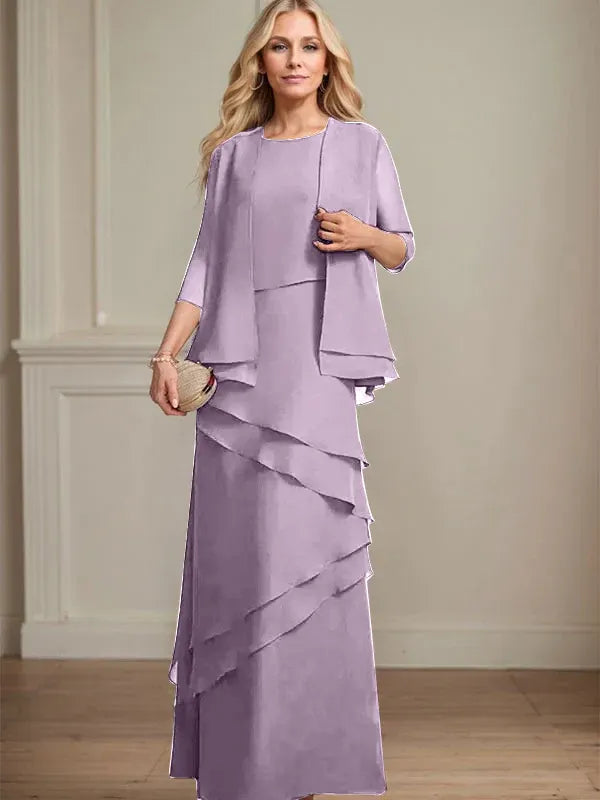 Floor-Length Chiffon Mother of the Bride Dress with Sheath Scoop Design