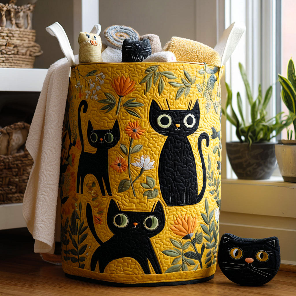 The Cat Crowd | Quilted Laundry Basket