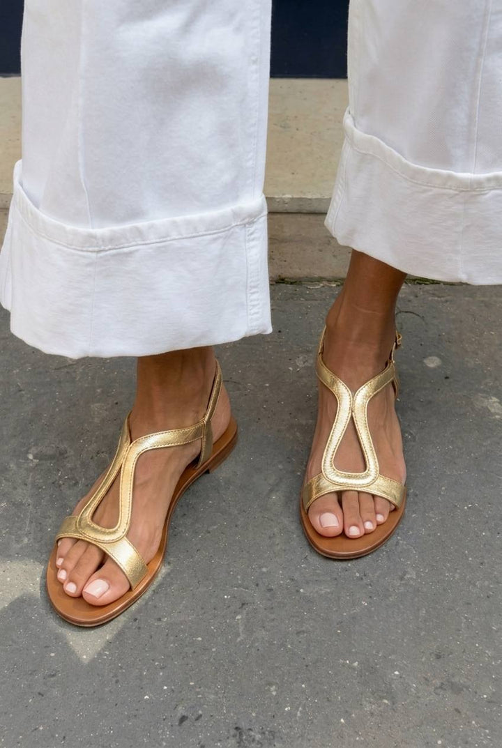 Aurora – Slingback Cut-Out Metallic Casual Flat Sandals