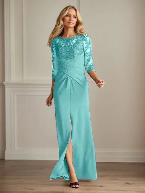 Plum Lace & Stretch Crepe Mother of the Bride Sheath Dress
