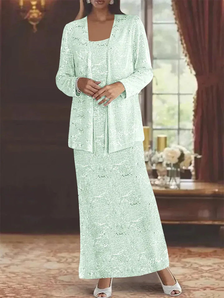 Chiffon Mother of the Bride Dress with Sequins and Matching Jacket