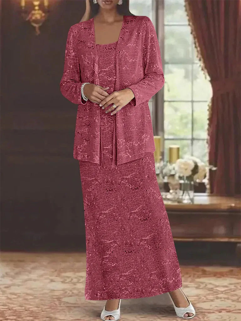 Chiffon Mother of the Bride Dress with Sequins and Matching Jacket