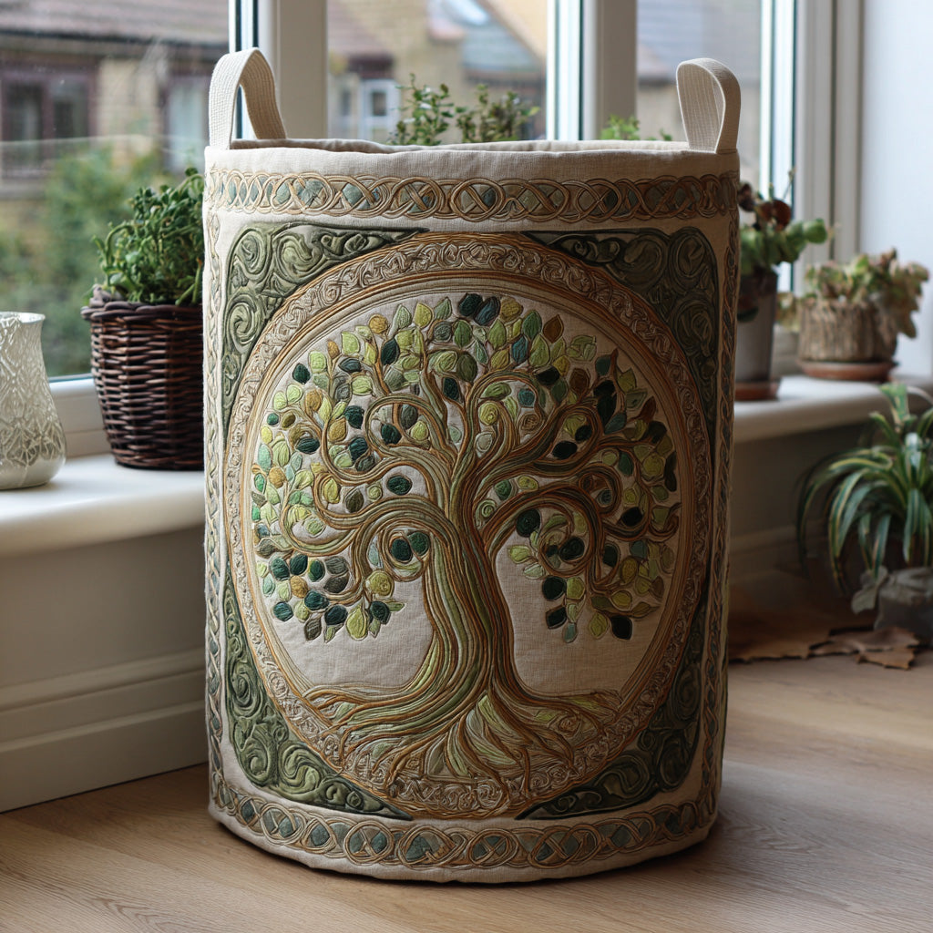 Tree of Life | Quilted Laundry Basket