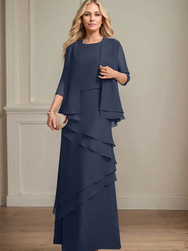Floor-Length Chiffon Mother of the Bride Dress with Sheath Scoop Design