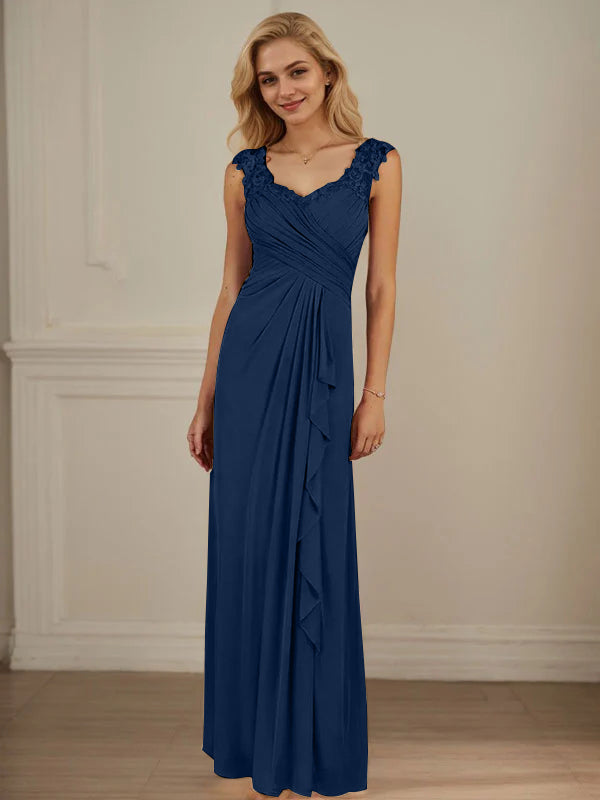 Champagne A-Line Dress with Sweetheart Neckline and Pleated Mesh Design