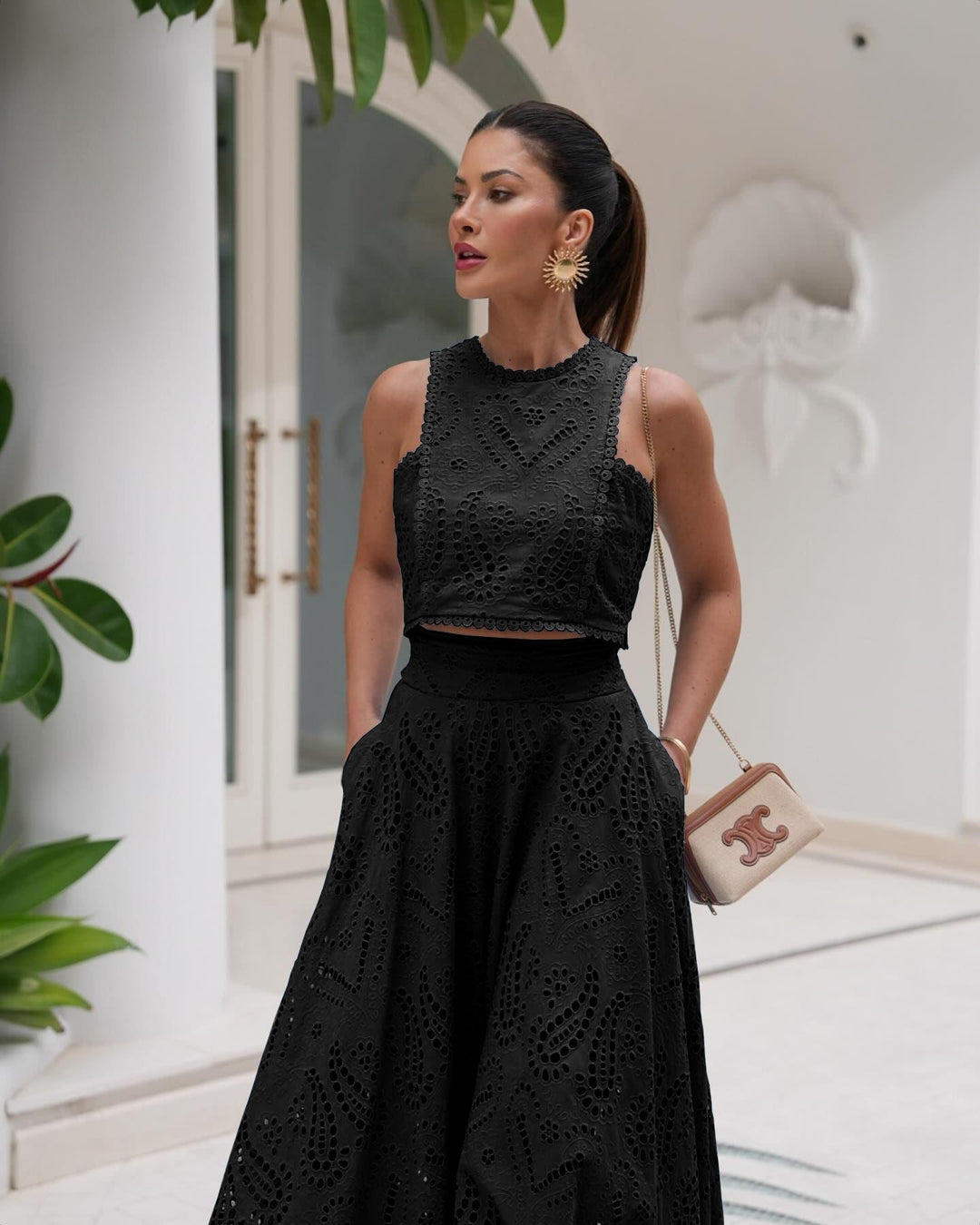 Linda | Women’s Flowy Eyelet Set Dress