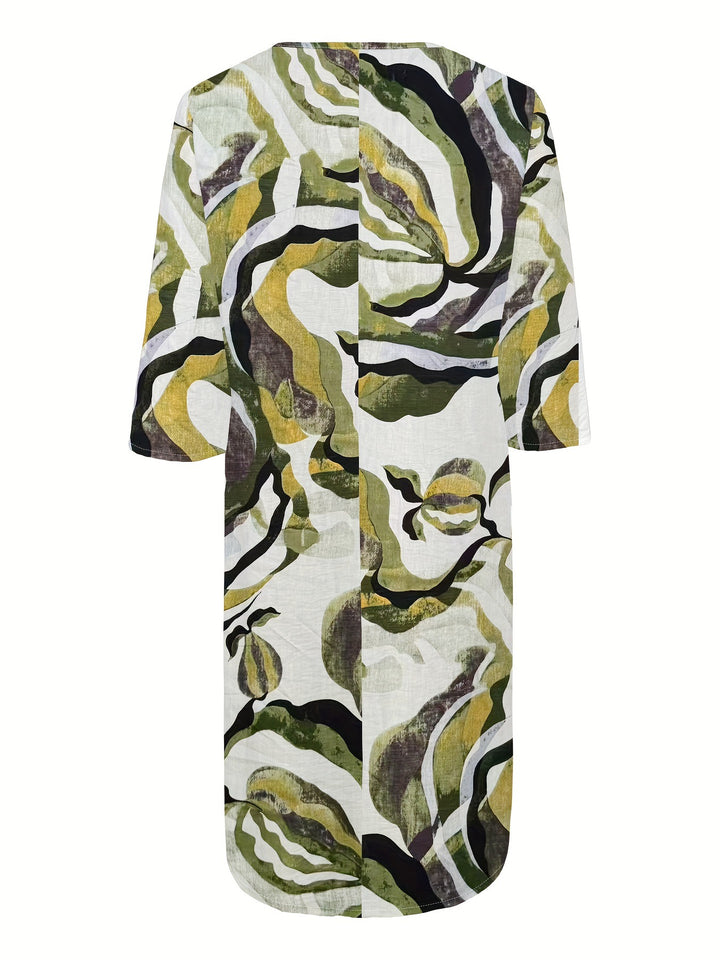 Isabella™ | Artistic V-Neck Midi Dress
