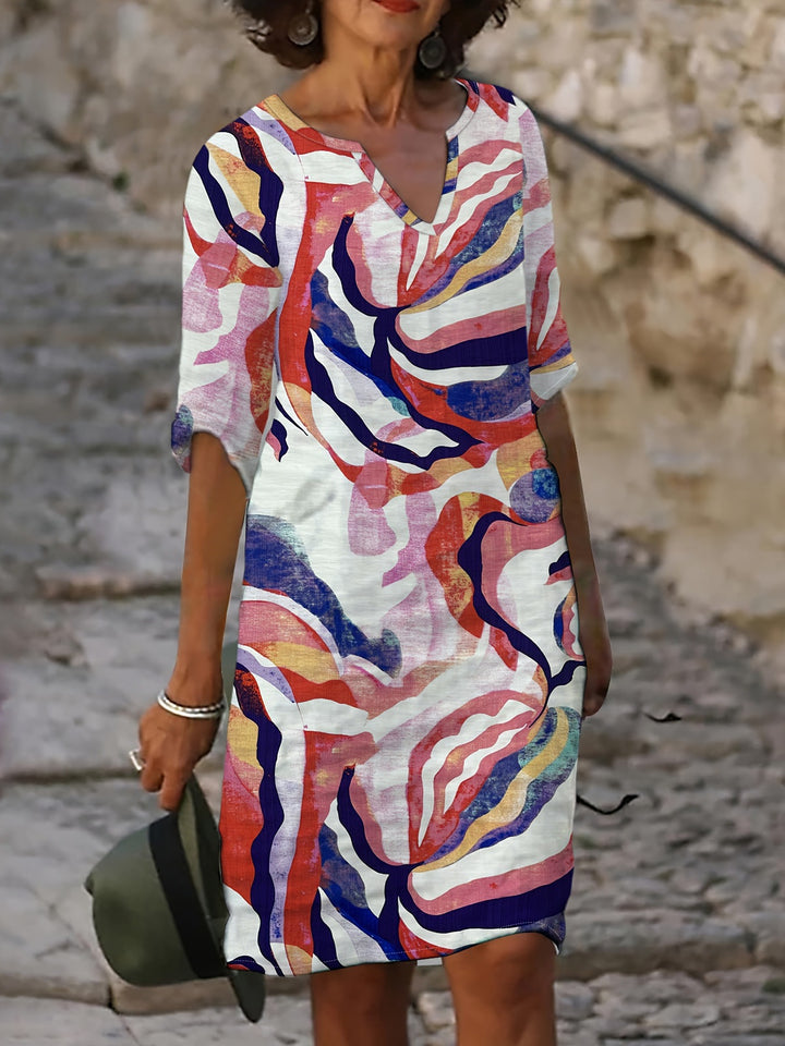 Isabella™ | Artistic V-Neck Midi Dress