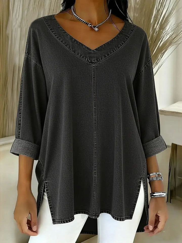Olivia™ | Relaxed V-Neck Denim Tunic