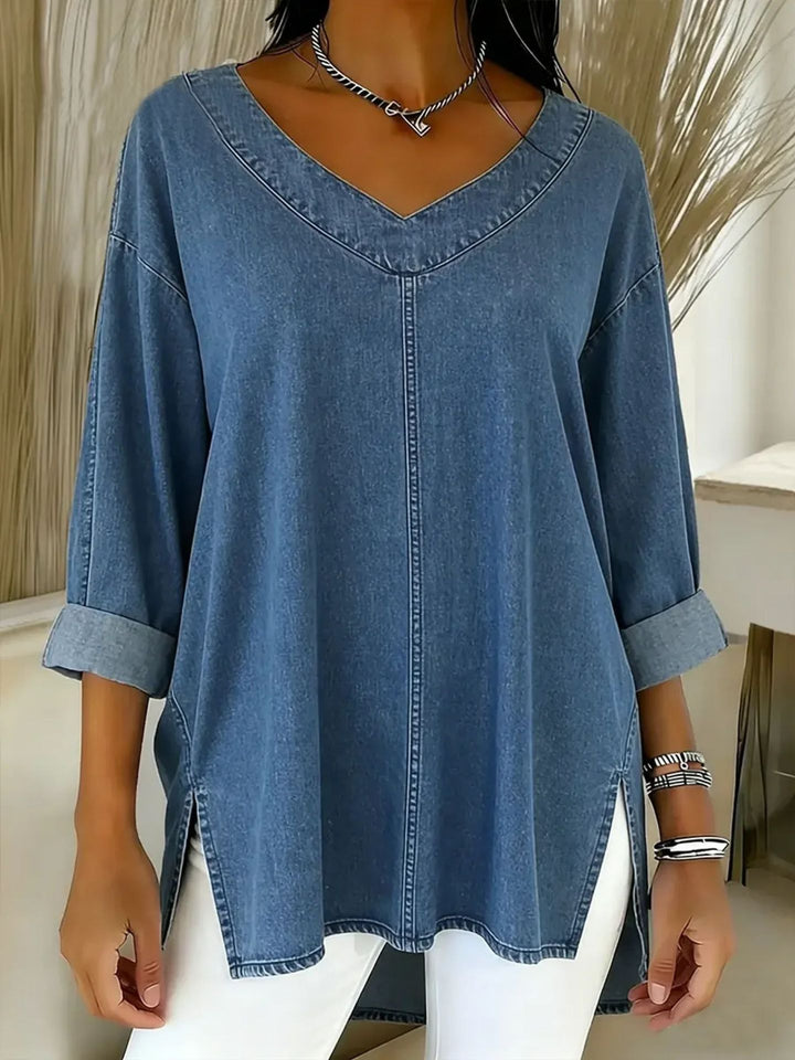 Olivia™ | Relaxed V-Neck Denim Tunic