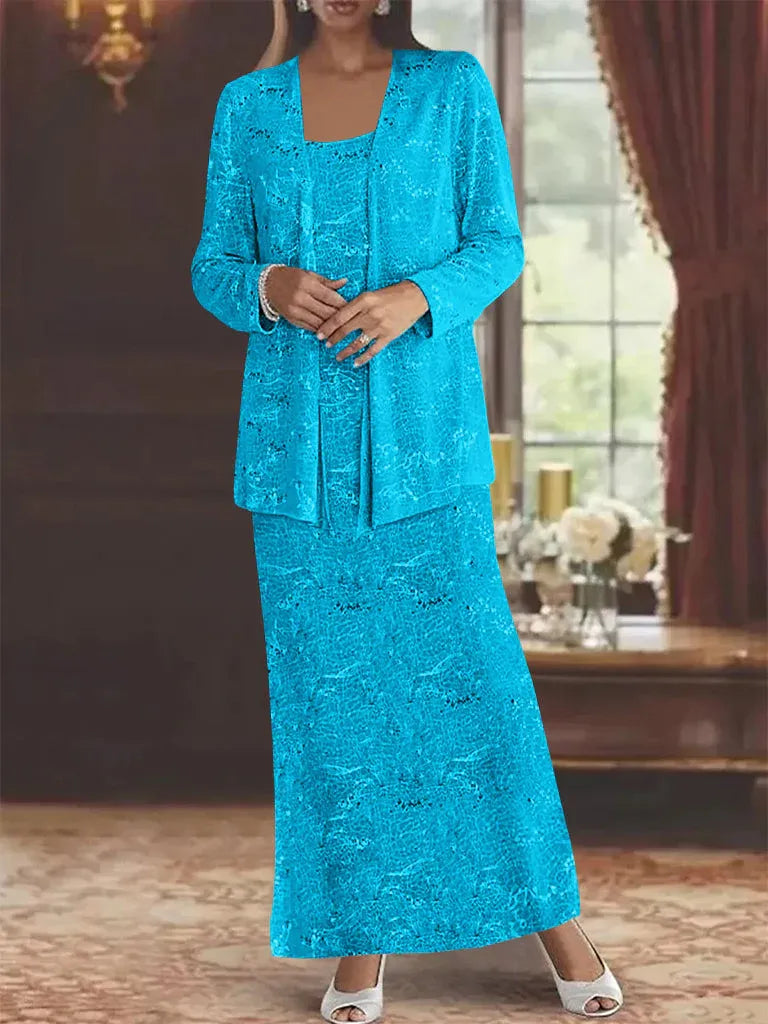 Chiffon Mother of the Bride Dress with Sequins and Matching Jacket