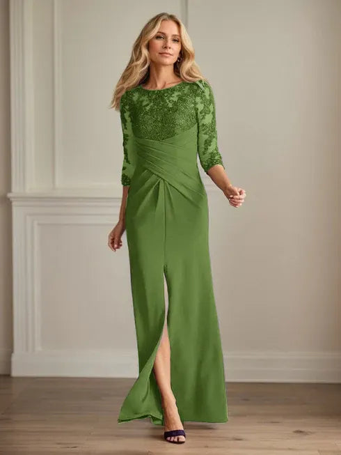 Plum Lace & Stretch Crepe Mother of the Bride Sheath Dress