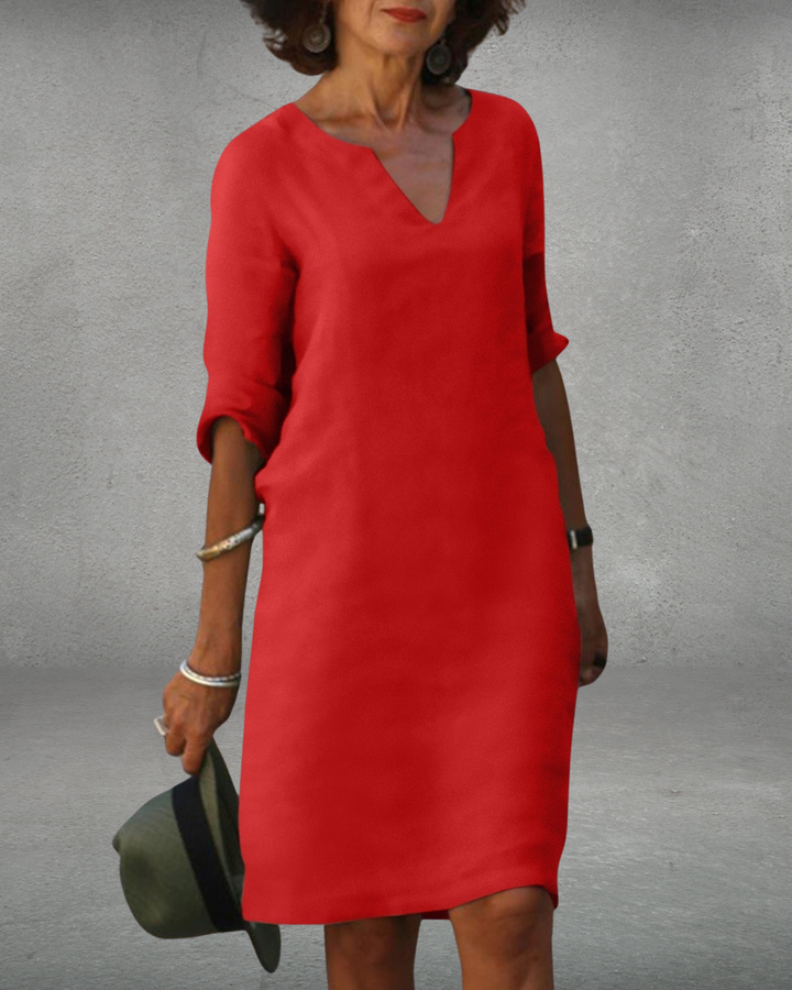 Amara™ | Linen V-Neck Dress