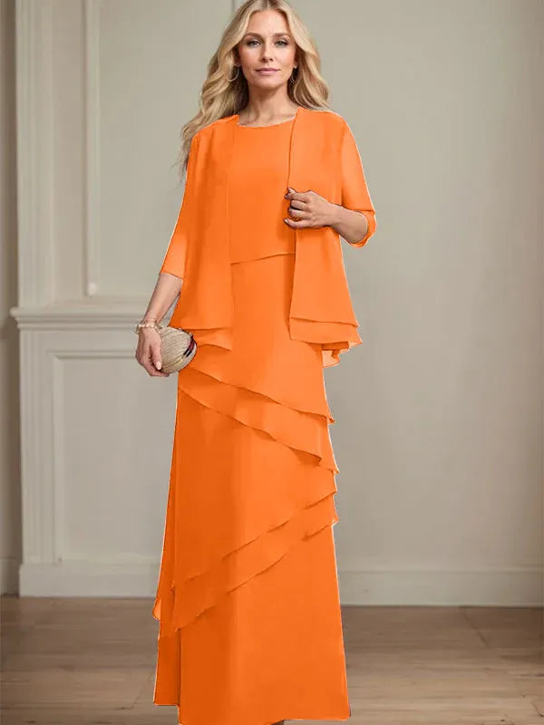 Floor-Length Chiffon Mother of the Bride Dress with Sheath Scoop Design