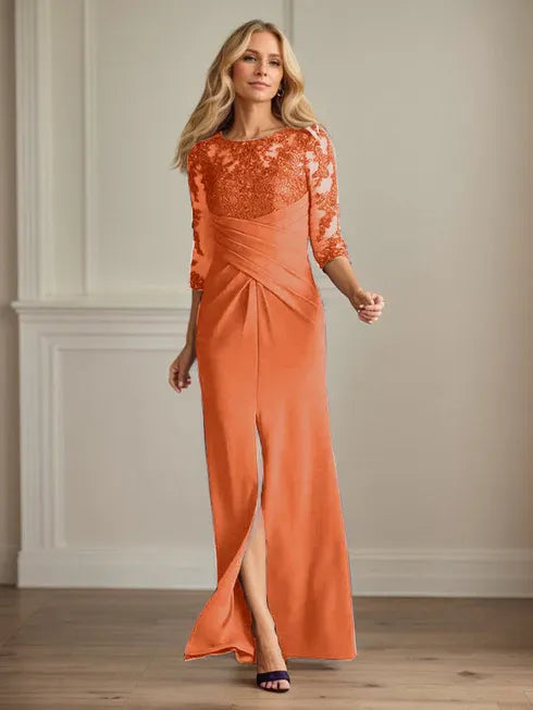 Plum Lace & Stretch Crepe Mother of the Bride Sheath Dress
