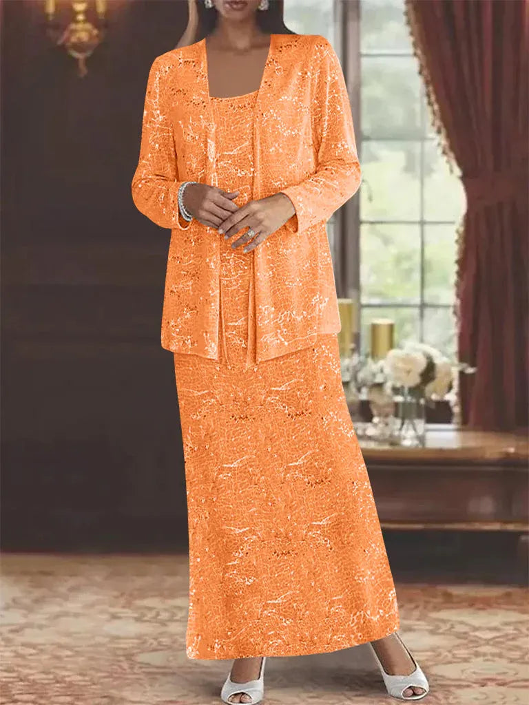 Chiffon Mother of the Bride Dress with Sequins and Matching Jacket
