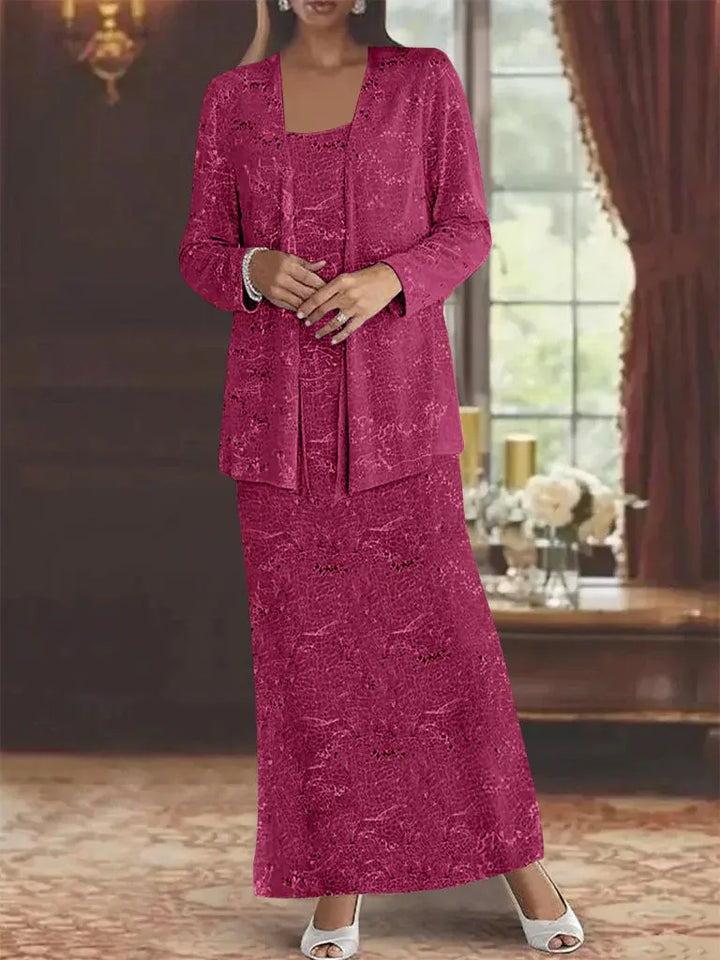 Chiffon Mother of the Bride Dress with Sequins and Matching Jacket