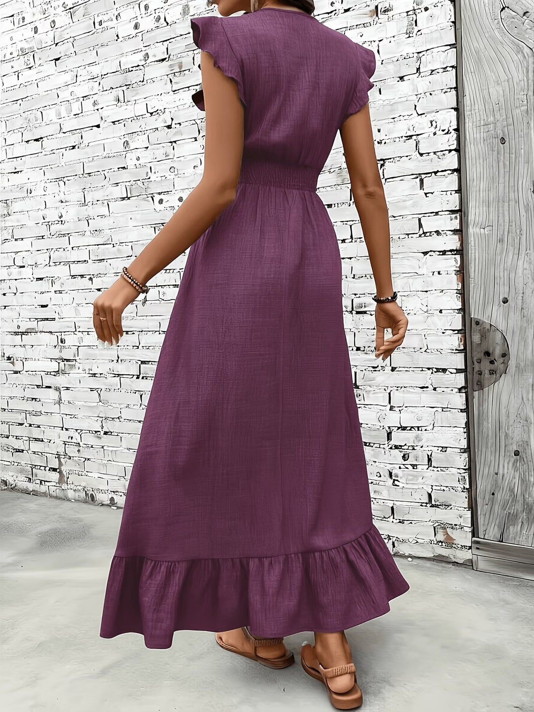 The Delphine Ruffle Wrap Maxi Dress