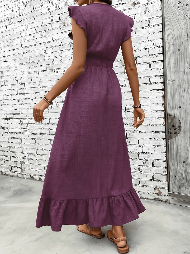 The Delphine Ruffle Wrap Maxi Dress