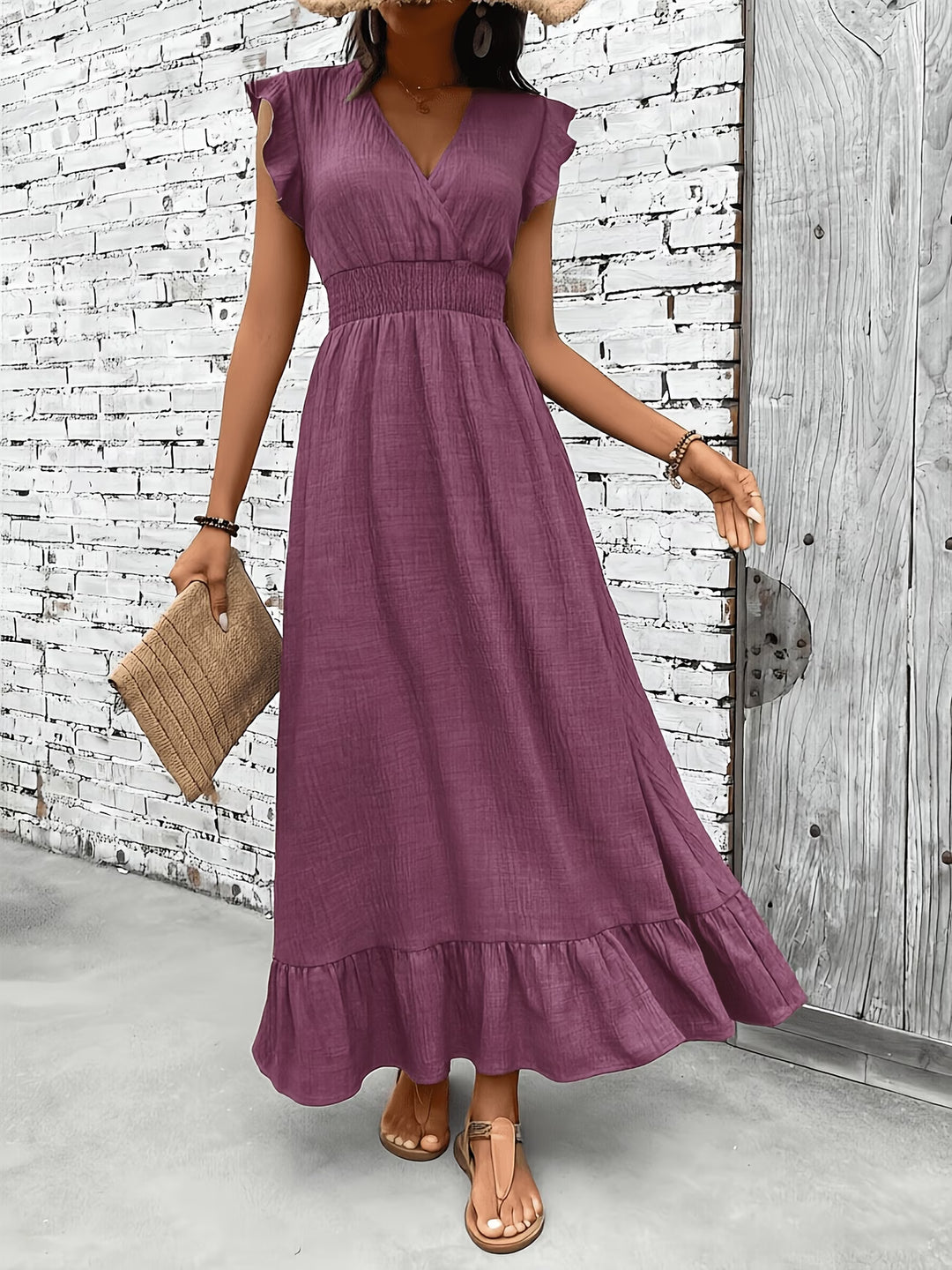 The Delphine Ruffle Wrap Maxi Dress