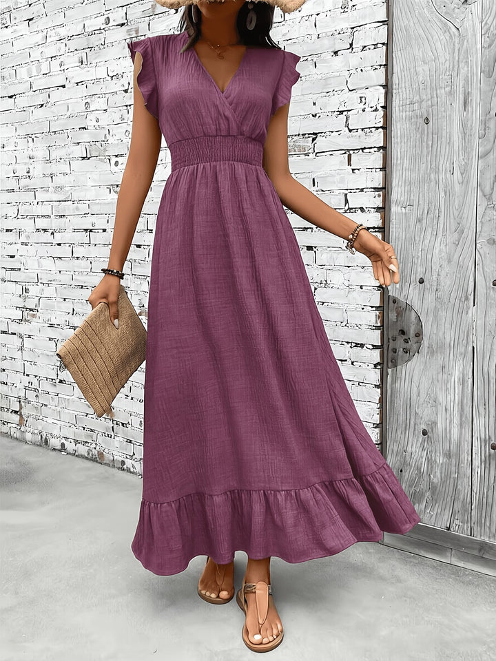The Delphine Ruffle Wrap Maxi Dress