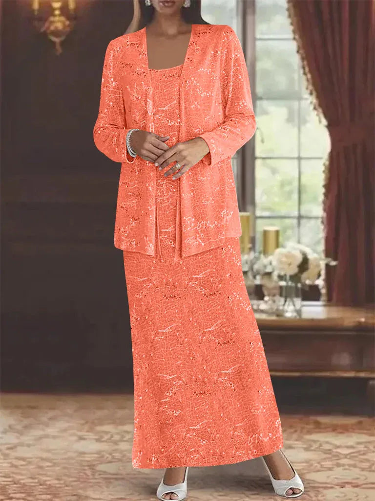 Chiffon Mother of the Bride Dress with Sequins and Matching Jacket