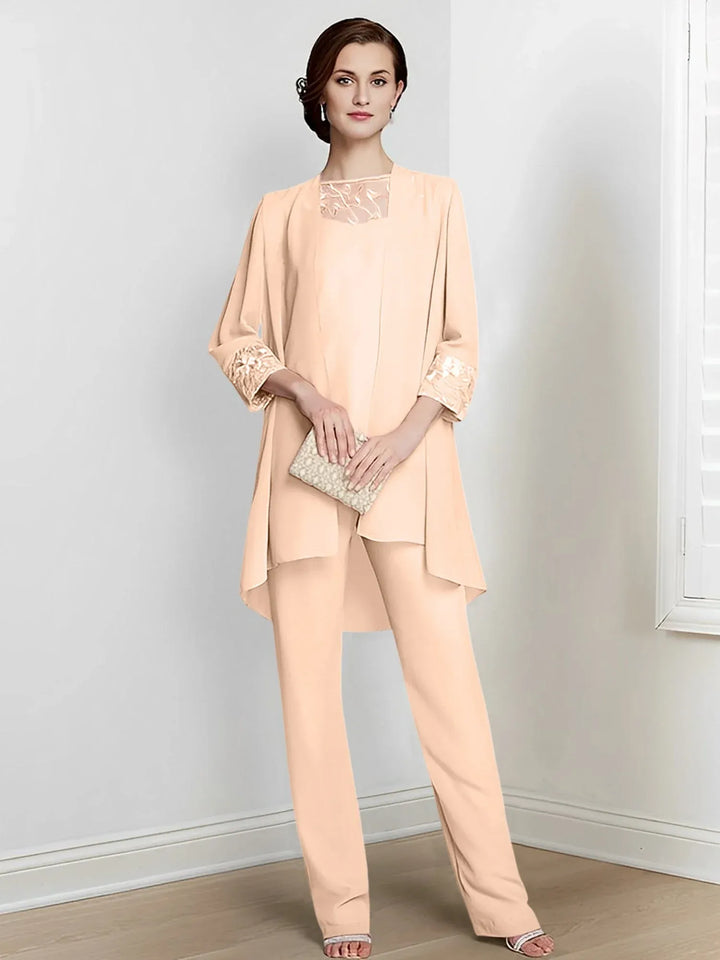 Chiffon Long Sleeve Mother of the Bride Pantsuit with Jacket