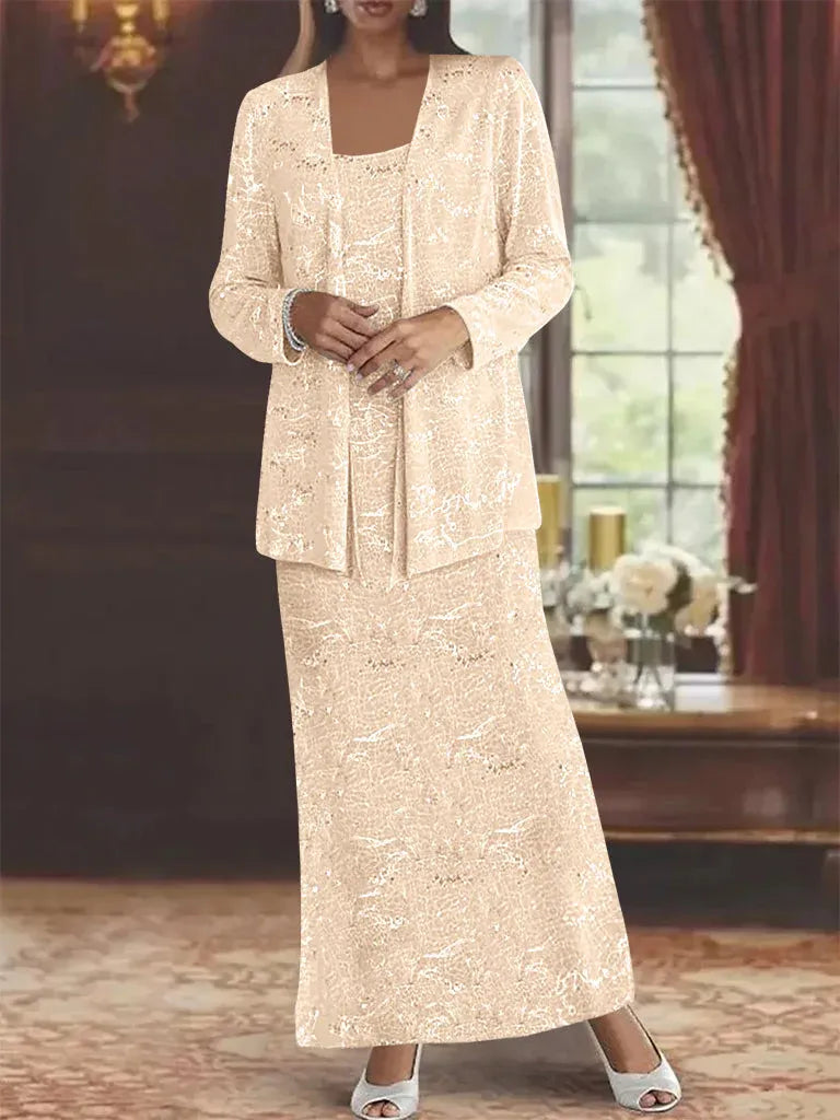 Chiffon Mother of the Bride Dress with Sequins and Matching Jacket