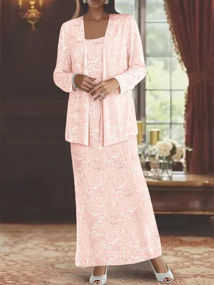 Chiffon Mother of the Bride Dress with Sequins and Matching Jacket