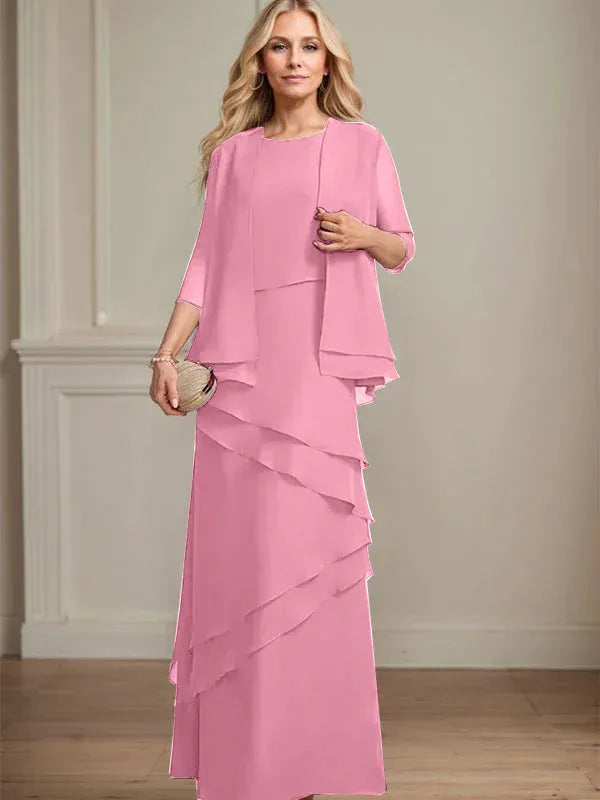 Floor-Length Chiffon Mother of the Bride Dress with Sheath Scoop Design