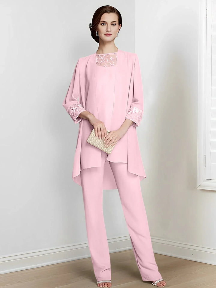 Chiffon Long Sleeve Mother of the Bride Pantsuit with Jacket