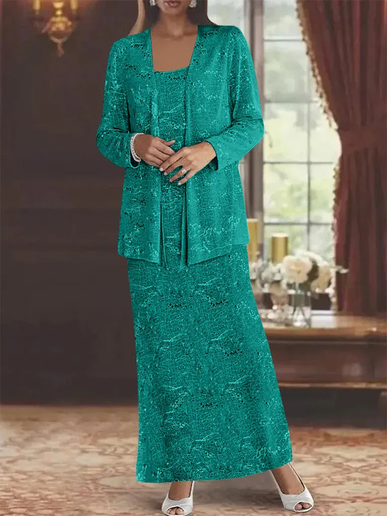 Chiffon Mother of the Bride Dress with Sequins and Matching Jacket
