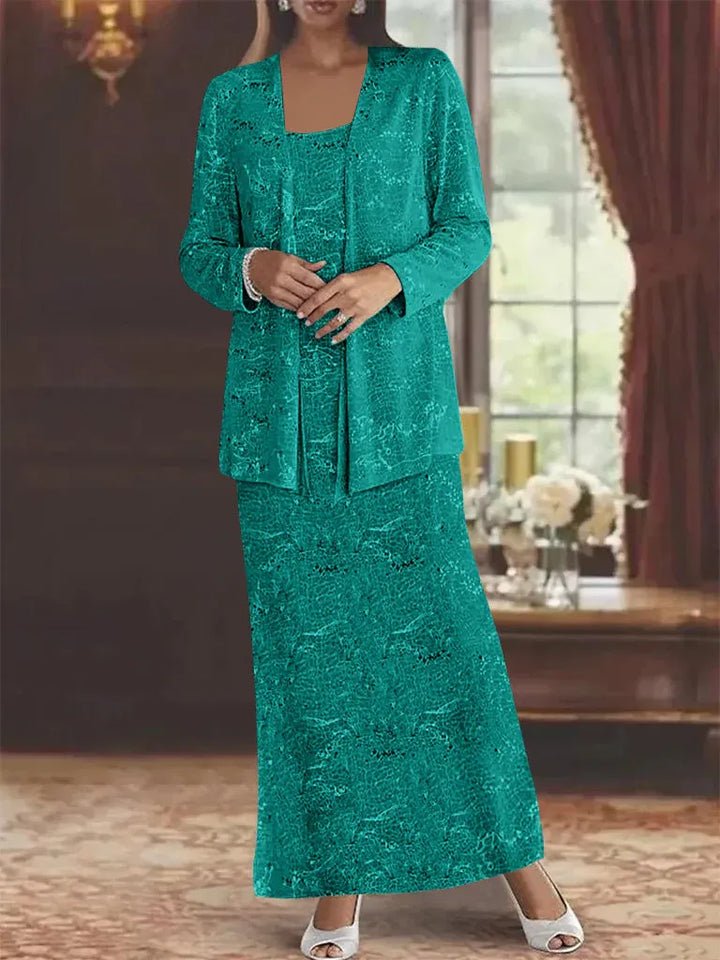 Chiffon Mother of the Bride Dress with Sequins and Matching Jacket
