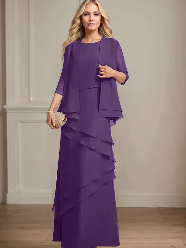 Floor-Length Chiffon Mother of the Bride Dress with Sheath Scoop Design
