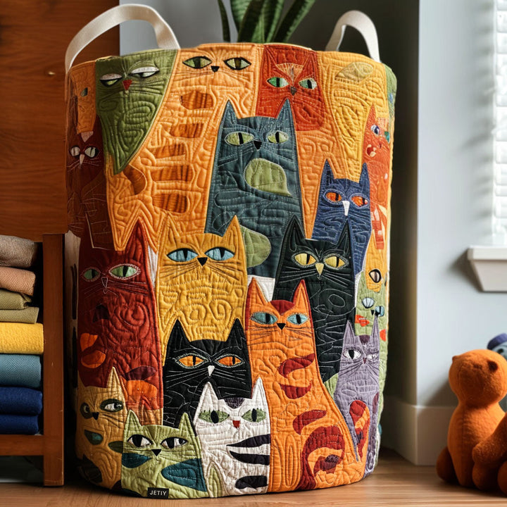 The Cat Crowd | Quilted Laundry Basket