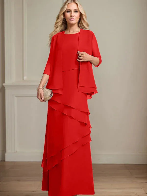 Floor-Length Chiffon Mother of the Bride Dress with Sheath Scoop Design