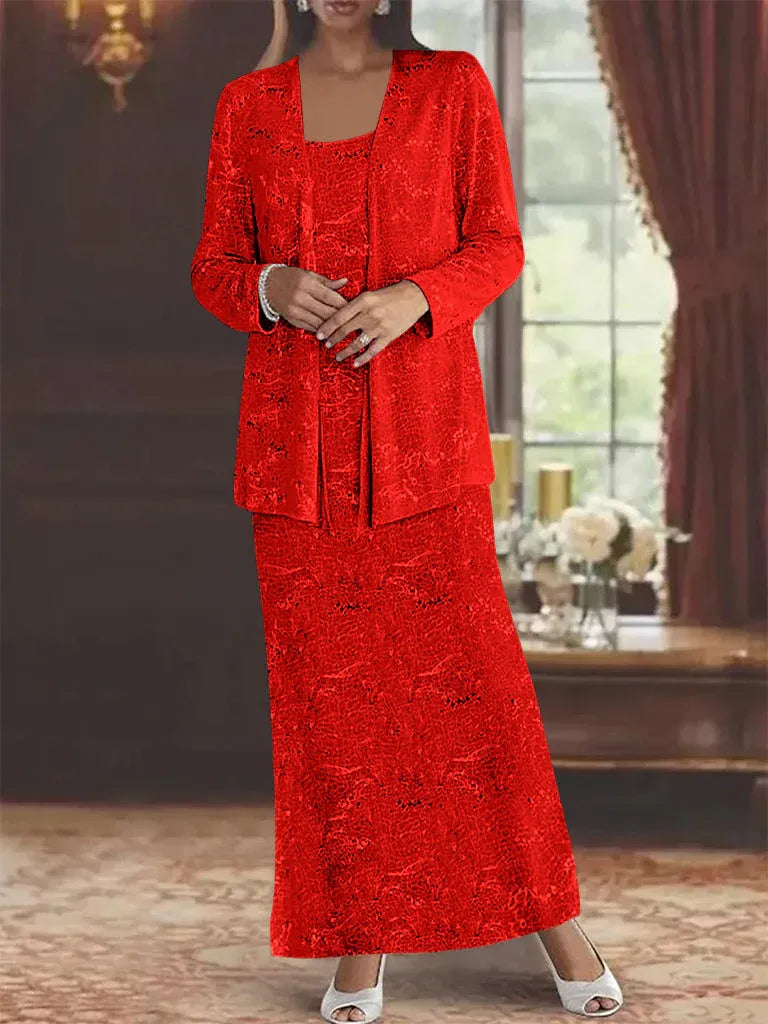 Chiffon Mother of the Bride Dress with Sequins and Matching Jacket