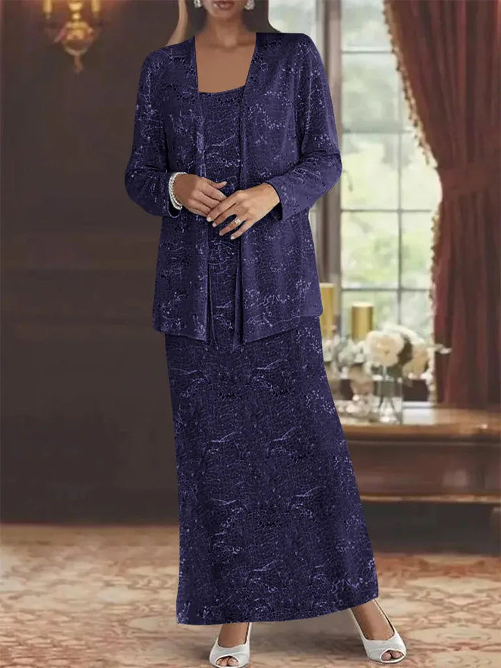 Chiffon Mother of the Bride Dress with Sequins and Matching Jacket