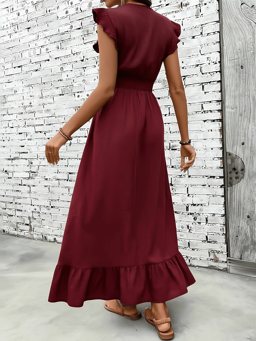 The Delphine Ruffle Wrap Maxi Dress